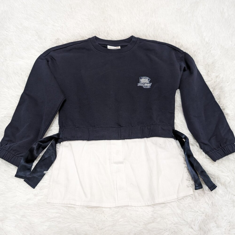 Coccodrilla Girls Navy Blue Crew Neck Loopknit Long Sleeve Sweatshirt  NWOT
